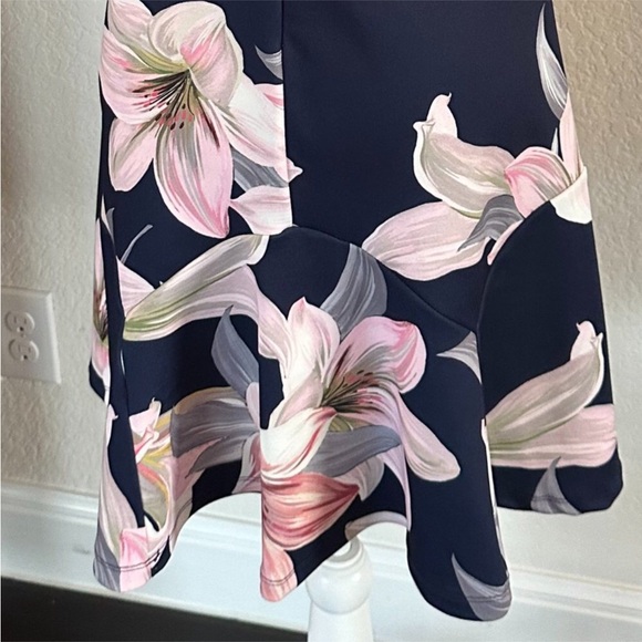 Shelby & Palmer Navy Blue Pink Floral Fit & Flare Dress - Picture 5 of 9
